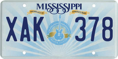 MS license plate XAK378