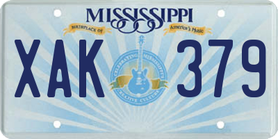 MS license plate XAK379