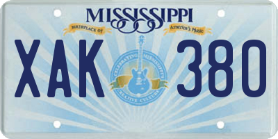 MS license plate XAK380