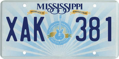 MS license plate XAK381