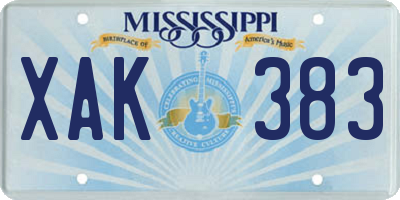 MS license plate XAK383