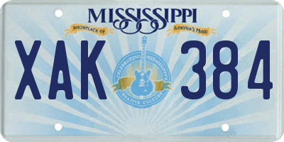 MS license plate XAK384