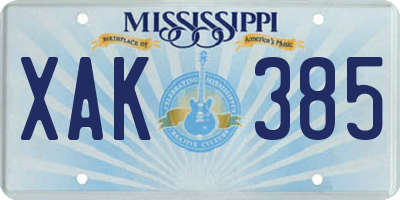 MS license plate XAK385