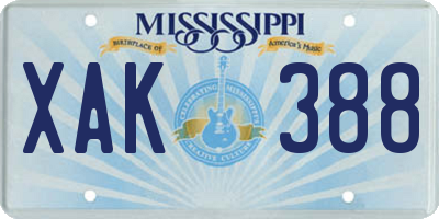 MS license plate XAK388