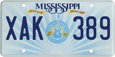 MS license plate XAK389