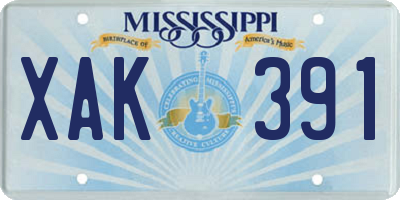 MS license plate XAK391