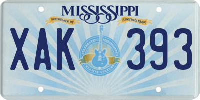 MS license plate XAK393