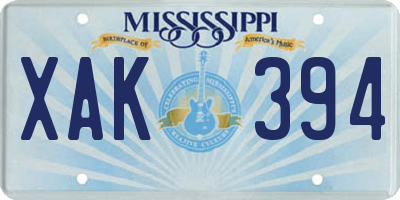 MS license plate XAK394