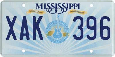 MS license plate XAK396