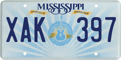 MS license plate XAK397