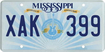 MS license plate XAK399