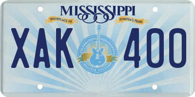 MS license plate XAK400