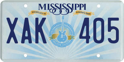 MS license plate XAK405