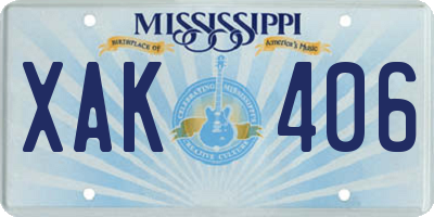 MS license plate XAK406