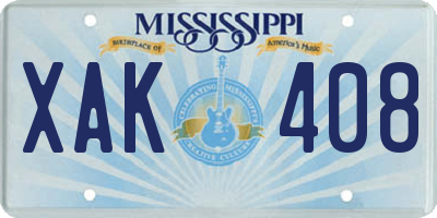 MS license plate XAK408