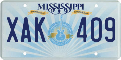 MS license plate XAK409