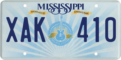 MS license plate XAK410