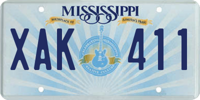 MS license plate XAK411