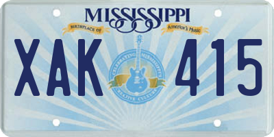 MS license plate XAK415