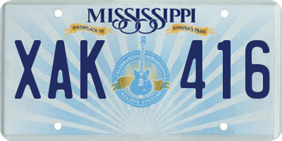 MS license plate XAK416