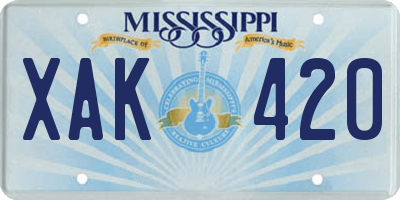 MS license plate XAK420