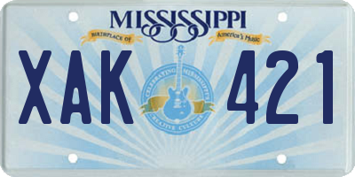 MS license plate XAK421
