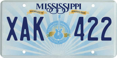 MS license plate XAK422