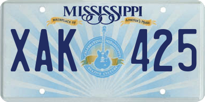 MS license plate XAK425