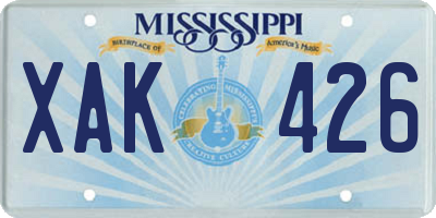 MS license plate XAK426