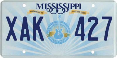 MS license plate XAK427