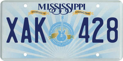 MS license plate XAK428