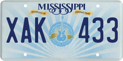 MS license plate XAK433