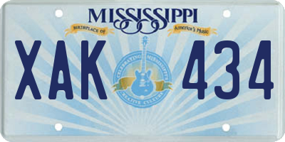 MS license plate XAK434