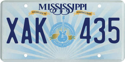MS license plate XAK435