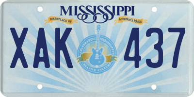 MS license plate XAK437