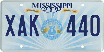 MS license plate XAK440