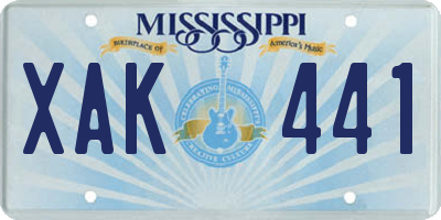 MS license plate XAK441