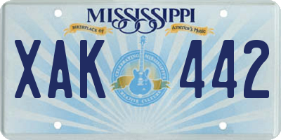 MS license plate XAK442