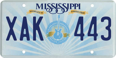 MS license plate XAK443
