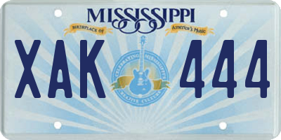 MS license plate XAK444