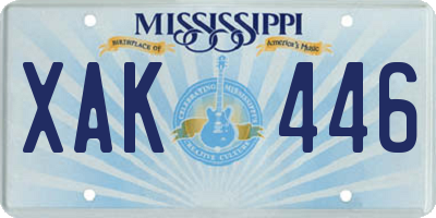 MS license plate XAK446
