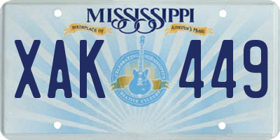 MS license plate XAK449
