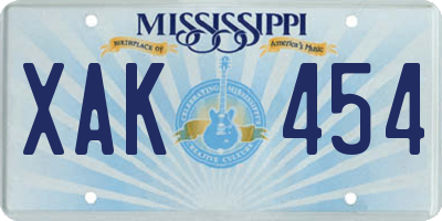 MS license plate XAK454