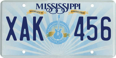 MS license plate XAK456