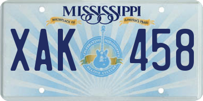 MS license plate XAK458