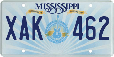 MS license plate XAK462