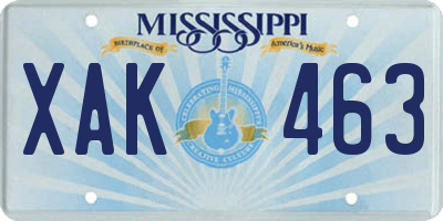 MS license plate XAK463