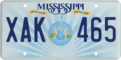 MS license plate XAK465