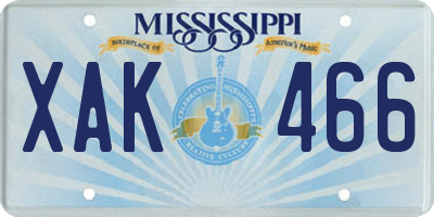 MS license plate XAK466