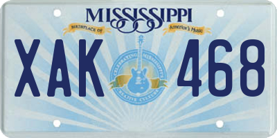 MS license plate XAK468